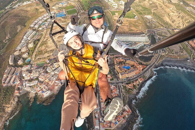 BRONZE tandem paragliding flight in South Tenerife, free pick up - Gear Check Done for You: Harness, Helmet, and the Included GoPro